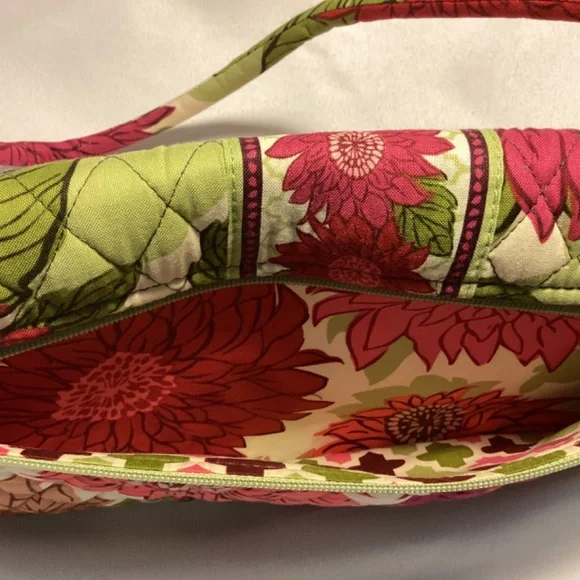 Vera Bradley clutch short handle bag purse floral green knot checkered pink - Picture 4 of 7